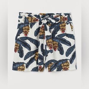 Linen-blend paper bag shorts